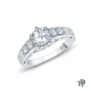 White Gold Scroll Filigree Accent Diamond Engagement Ring Semi Mount 0.24ctw