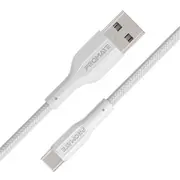 Promate 2A - 480Mbps USB-A to USB-C Cable - 2m - White Super Flexible - Data & Charge [XCORD-AC200.WHT]
