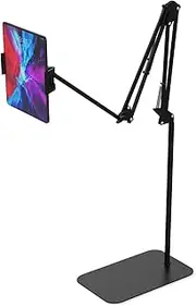 Tablet Floor Stand, Overhead Bed Phone Mount Height Adjustable Arm Stretchable Stand Holder, Universal Floor Stand Compatible with iPad Mini Air Pro, Galaxy Tab, Kindle, Switch, Cell Phones