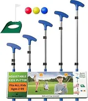 Go for It Golf Kids Putter - Extendable Shaft for Junior Golfers - Adjustable Size for Right and Left Hand - Perfect Training Club for Kids - Includes 3 Balls, Cup with Flag