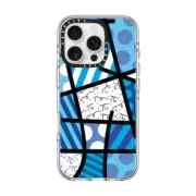 iPhone 16 Pro Clear Case MagSafe Compatible BLUE LANDSCAPE BY ROMERO BRITTO
