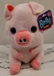 Belly Buddies Pig Plush Stuffed Animal NANCO Farmyard Friends 5" Sparkle Eyes