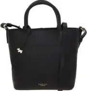 Radley Small Black Leather Bucket Bag with Drawstring black Silver