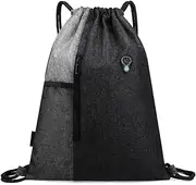 Large Capacity Folding Travel Drawstring Backpack Sports Gym Bag for Women Men Children Large Size with Zipper Bottle Mesh Pockets