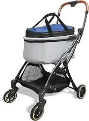 4 Wheels Pet Stroller Pushchair Carrier for Folding Dog, Puppy, Cat Versatile for Outdoor Adventures