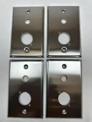 (4) Four Single Gang Blank Wall Plates for XLR & Mono 1/4" Jack Stainless Steel