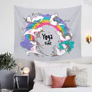 Rainbow Yoga Time Unicorn Tapestry