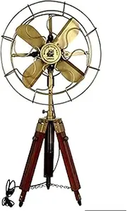 Antique Floor Fan with Adjustable Wooden Tripod Stand – Vintage Style Table Fan for Home & Office Décor.