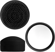 Travel Hair Brush and Mirror Portable Pocket Frizz Ease Detangling Hairbrush Small Tangle Teaser Massage Comb Set Round Curly Wavy Hair Brush Fine Thick Hair Brush for Men Women Kids Girls (Black)