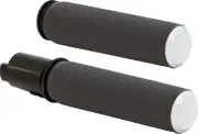 Arlen Ness Knurled Fly-by-Wire Handlebar Grips w/Chrome End Caps (500-051)