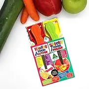 4 Piece Kids Knife and Peeler Set - Children’s Kitchen Utensils, Original Kiddies Food Kutter & Safety Food Peeler 4 Pack, Kids Safe Knife and Peeler (Mixed Colour)