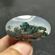 Scenic Moss Agate Cabochon 32x19x5mm High Quality 26 ct