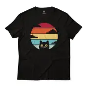 Cat Lover’s Dream - Retro Tee with Sunset Design Crewneck T-shirt Unisex