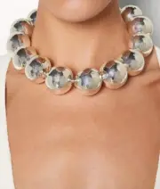 BOTTEGA VENETA Collar Necklace with Hammered Spheres in Sterling Silver