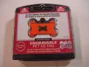 NEW - FIDO ENGRAVABLE PET I.D. TAG - ORANGE DOG BONE
