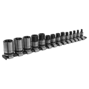 TRX-Star Socket Set 14pc 1/4", 3/8" & 1/2"Sq Drive E4-E24 Black Series AK618B