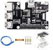 Waveshare PCIe to Gigabit Ethernet and USB 3.2 Gen1 HAT, Compatible with Raspberry Pi 5, 3X USB 3.2 Gen1, 1x Gigabit Ethernet, Driver-Free, Plug and Play