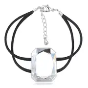 Emerald-Cut Crystal Double Strap Bracelet Embellished With SWAROVSKI® Crystals