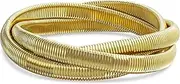 [Bling Jewelry] Omega Snake Cobra Wide Bangle Twisted Bracelet Bands Set Interlocking Flexible Stretch Bracelets for Women Silver Gunmetal Rose Yellow Gold Plated Stainless Steel Fits 8 to 8.5 inches Wrist