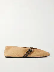 [Alaïa] Alaïa - Leather-trimmed Raffia Ballet Flats - Beige - IT40 IT 40 Neutrals