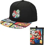 [Bioworld] Super Mario Bros Friends & Foes Youth Baseball Cap & Wallet Set Multicolored, Multicolored, One Size