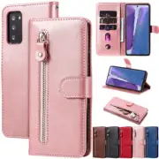 For Samsung S24 S23 S22 S21 Ultra Plus Note20 Case Leather Zip Wallet Flip Cover