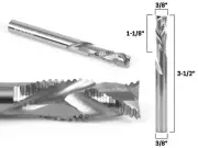 3/8" Dia. Compression Spiral Rougher End Mill CNC Router Bit - 3/8" Shank - Yoni