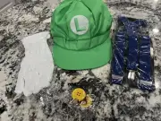 LUIGI Hat Cap Gloves Halloween Costume Accessories Super Mario Bros! 5 Piece Lot