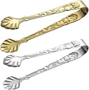 OFFSCH 2Pcs Embossed Ice Cube Tongs Stainless Steel Sugar Cube Tong for Parties Bars and Home Use