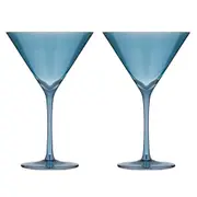 2pc Tempa Verity Drinking Crystal Stemware Martini Glass Home/Barware Sapphire