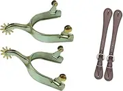 Western Campdraft Lip Spurs Stainless Steel With/Without Leather Straps (with leather straps)