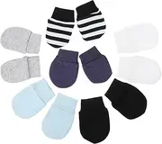 [SOESFOUFU] 6 Pairs Scratch Mittens Warm Keeping Newborn Gloves Soft Hand Protector for No Scratch Design Grey Stripes