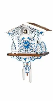 Quartz Cuckoo Clock Swiss house with music EN 330 QM blau NEW