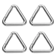4 Pcs Triangle Spring Key Ring 1.3 Inch Metal Buckle, Silver
