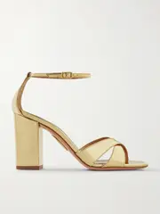 [Aquazzura] Aquazzura - Divine 85 Mirrored-leather Sandals - Gold - IT39 IT 39 Gold