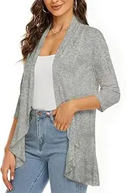 [Generic] Novealcrbe Women's Casual Lightweight Open Front Cardigans,3/4 Sleeve Cardigan Trendy Open Front Cover Ups