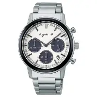 在飛比找Yahoo!奇摩拍賣優惠-【agnes b.】BZ5011X1 熊貓錶太陽能 鋼錶帶 