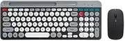 Oimzzr Dual-Mode Wirel Keyboard & Mice Combo 2.4G BT5.0 Membrane Keyboard BT 3-Channels Can C Connect Four Devices Rechargeable Keyboard Two Mode Connectivity Ergonomic Design Support PC, Laptop,