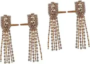 Ipetboom 2sets Rhinestone Tassel Charms Decorative Alloy Shoe Accessories Stylish Rhinestone Chain for Shoes Bags for DIY Fashion Unique Outfits 2pcs*2