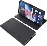 [foto-kontor] Case Compatible with Motorola Edge+ 2022 / Edge 30 Pro Book Style Black Protective Cover Book