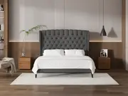 My Style Winged Headboard & Slimline Base - King / Gunmetal / Slimline Base