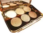 6 Colors Gold Glitter Eyeshadow Palette,Sparkle Shimmer High Pigmented w/Mirror