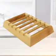 Bamboo Soap Holder Self Draining Dish Wood Tray Storage Rack Container