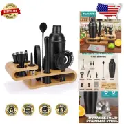 12-Piece Matte Black Cocktail Shaker Set - Ultimate Bartender Kit for Home Bar