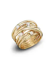 Diamond Station Crossover Band in 14K Yellow Gold, .35 ct. t. w.