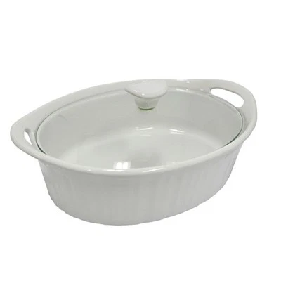 CorningWare French White - 2.35Ltr Oval Casserole with Glass Lid