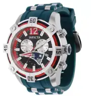 Invicta NFL New England Patriots Mens 52mm Blue Fly-Back Chronograph Watch 35809