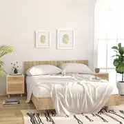 vidaXL Bedside Cabinets 2 pcs White Solid Wood Pine and Natural Rattan