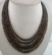 Natural Black Smoky Quartz Beads Faceted Round 480 Ct Gemstone Fashion Necklace