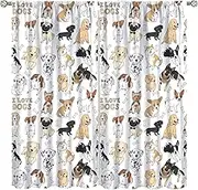 Cute Dog Curtains Dog Lovers Curtains Cartoon Fun Animals Pattern Printed Curtains for Kids Bedroom Living Room Blackout Curtains W42 * L45 Inches, Style-1